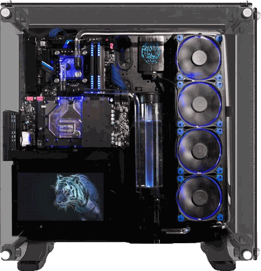 Hit - Custom, PC gamer en watercooling custom, liquide bleu